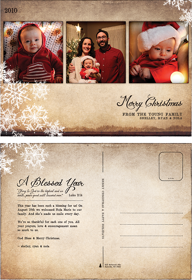 work : print design : young family christmas invitation : postcard