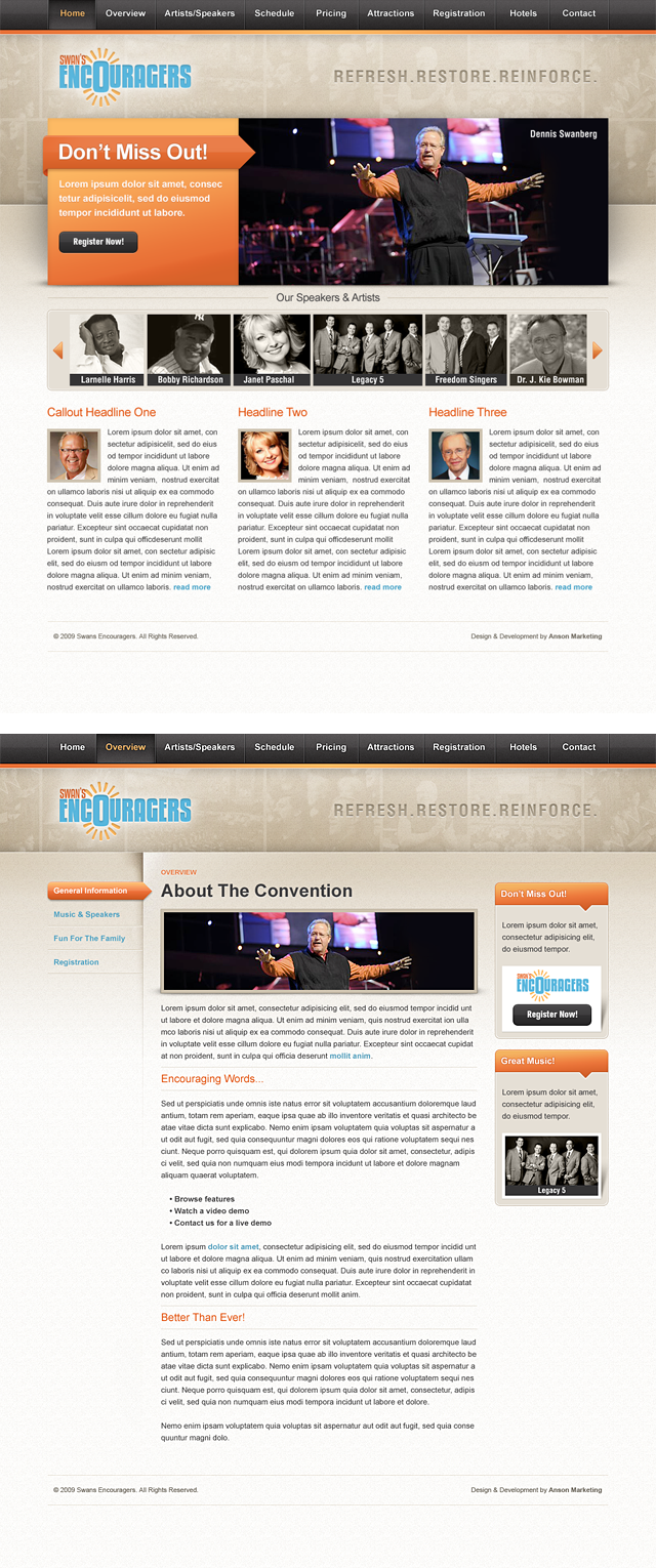 work : web design : Swan's Encouragers